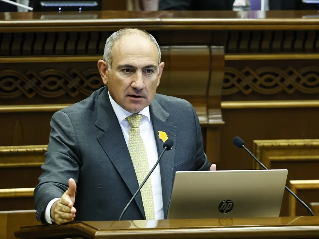 Armenian Prime Minister Nikol Pashinyan speaks in parliament on August 24, presenting his government’s strategic action plan for 2026-2031, in which Russia is no longer mentioned as a strategic partner.