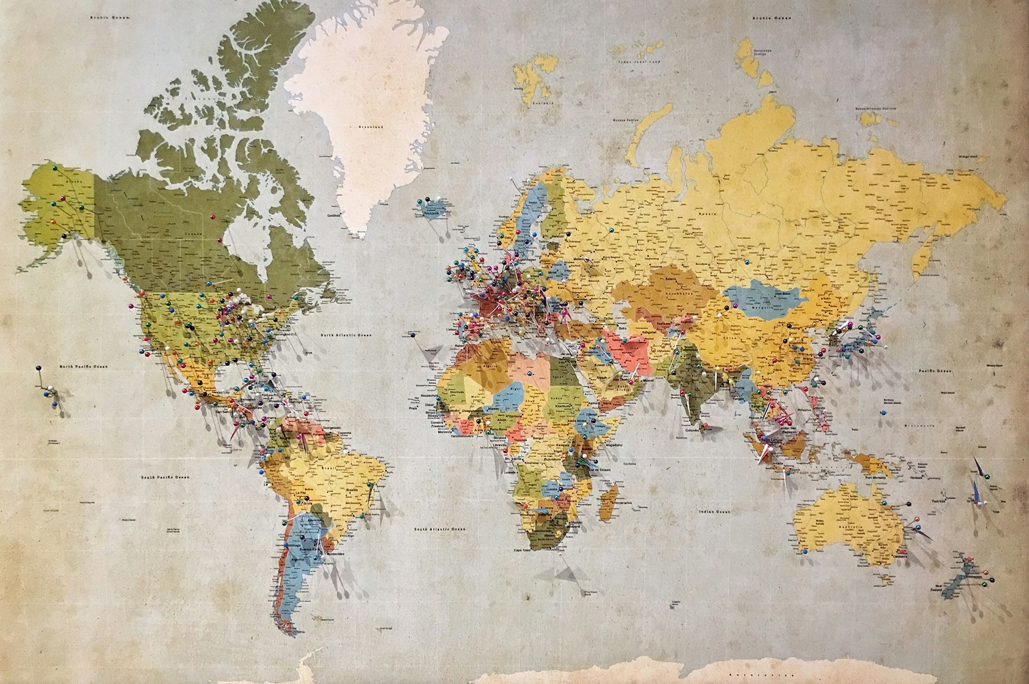 Detailed world atlas used for regional orientation